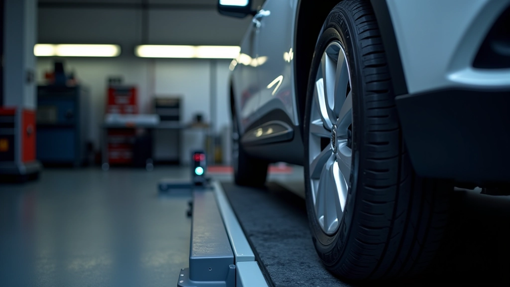 Wheel alignment laser sensor equipment mounted on vehicle for precise measurement
